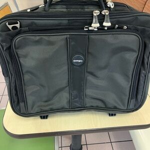 Black Laptop Bag with Wheels and Durable Fabric